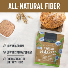 Viva Naturals ground flaxseed in a baking setup for breads and muffins.