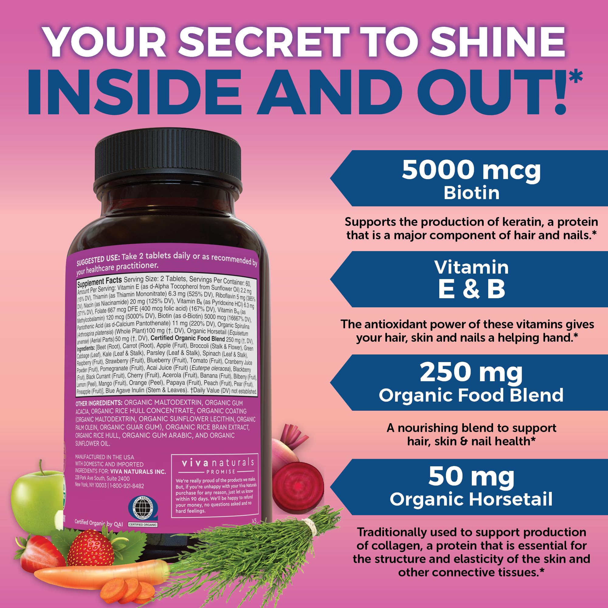 Organic spirulina component in the Viva Naturals blend