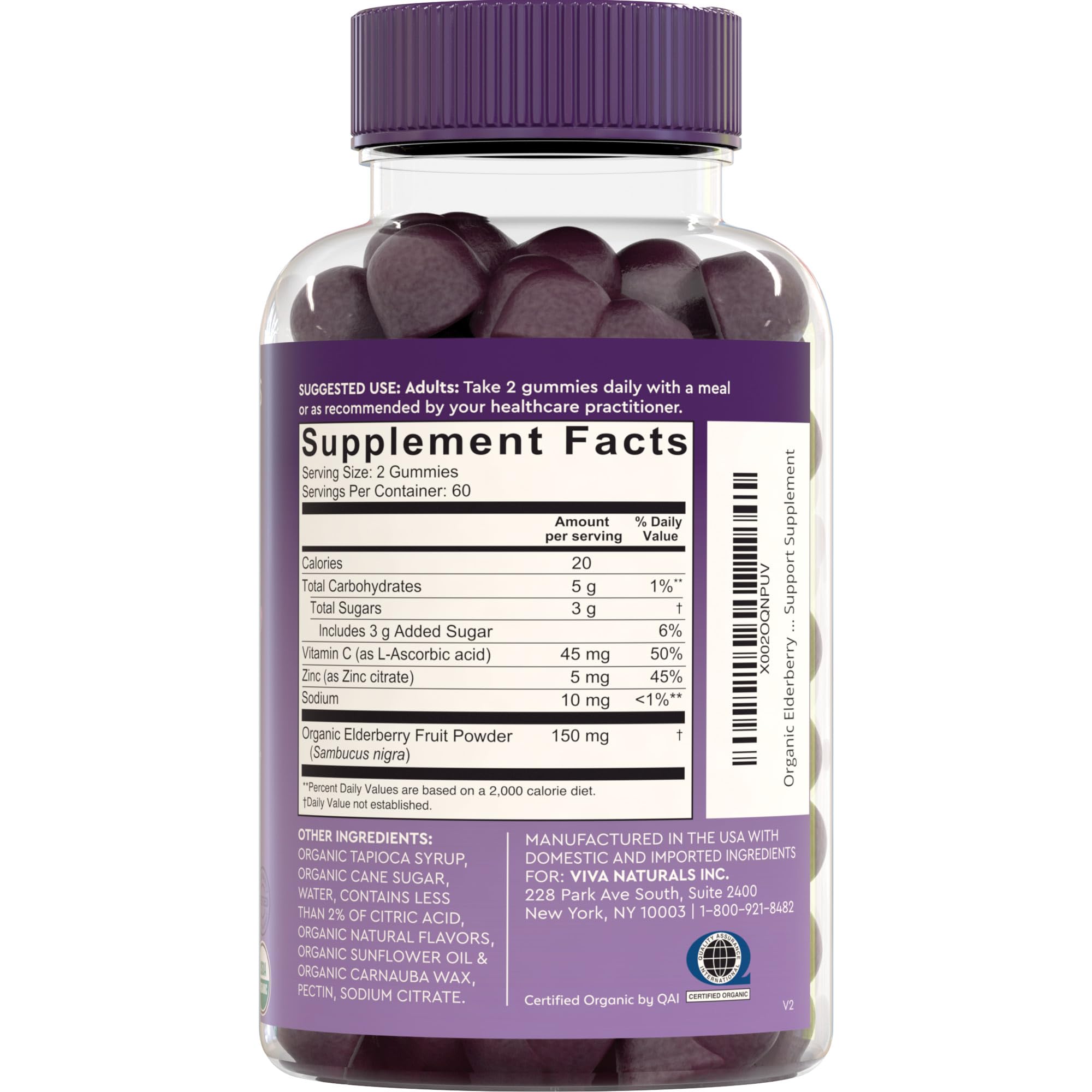 Serving bowl of Viva Naturals gummies demonstrates a two-month supply.