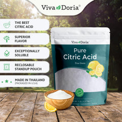 Viva Doria citric acid powder dissolves quickly for smooth culinary blends.