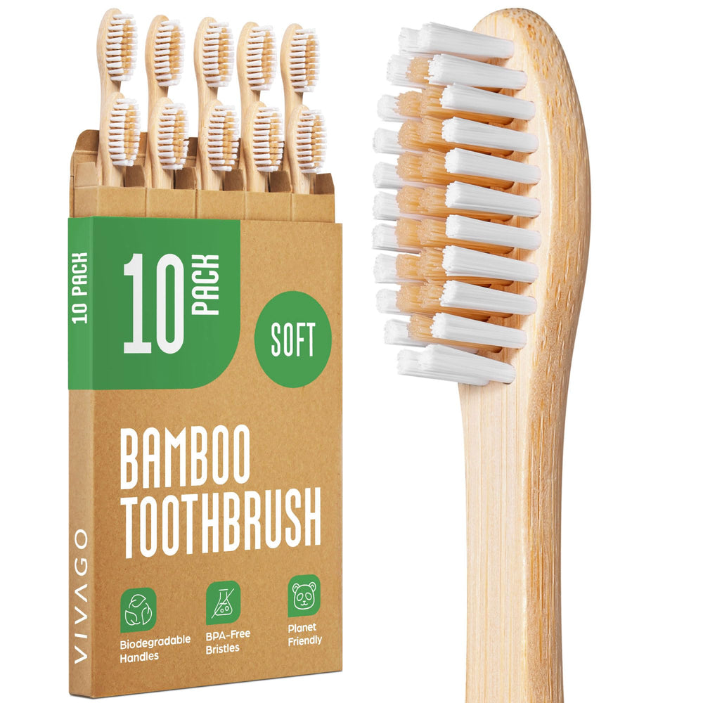 VIVAGO bamboo toothbrush 10-pack for easy family use and eco-conscious choice