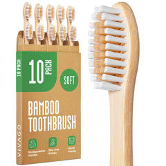 VIVAGO bamboo toothbrush 10-pack for easy family use and eco-conscious choice