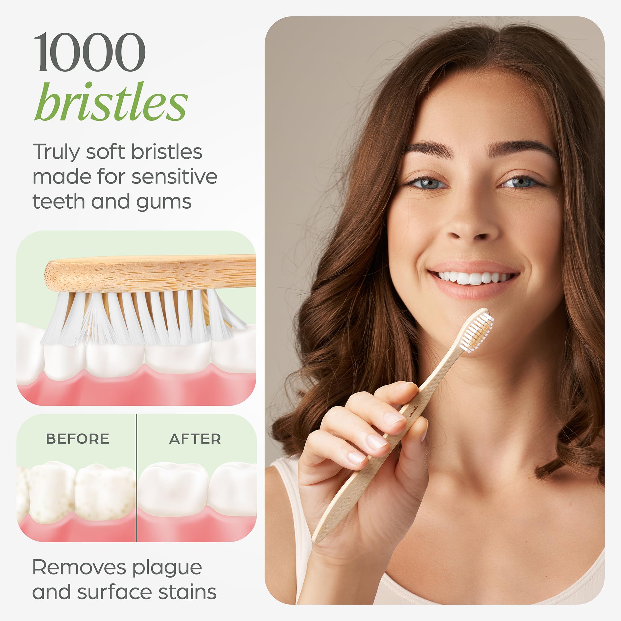VIVAGO bamboo toothbrush soft bristles for gentle, gum-friendly cleaning