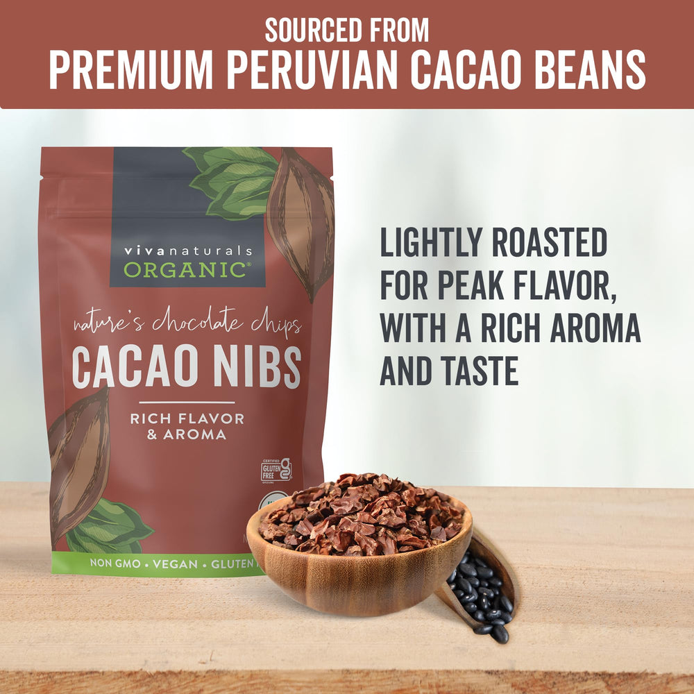 Viva Naturals cacao nibs ideal for keto vegan baking.