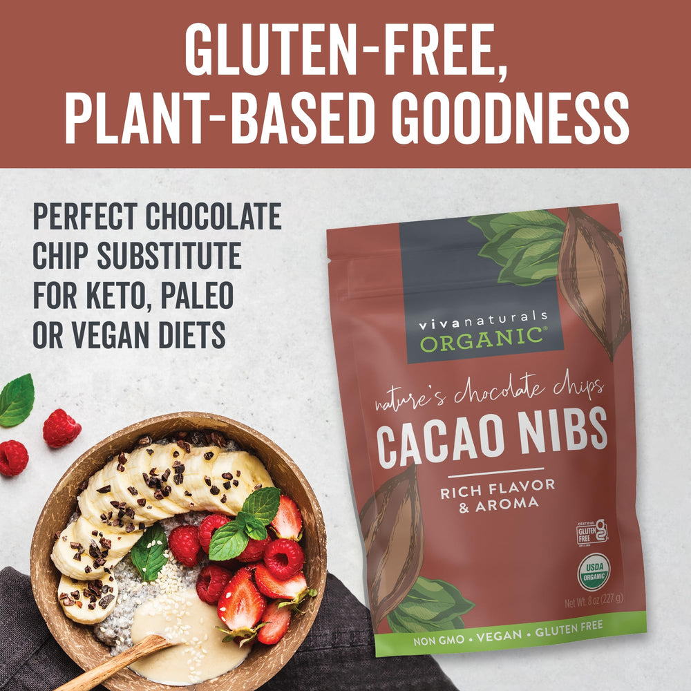 Viva Naturals cacao nibs Peruvian beans harvested in the Amazon.