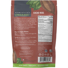 Viva Naturals cacao nibs in smoothie for a chocolate boost.