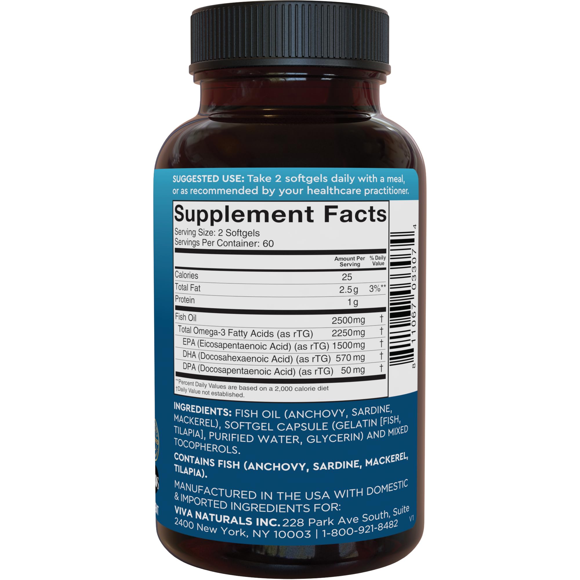 Viva Naturals packaging on store shelf highlighting pescatarian-friendly softgels.