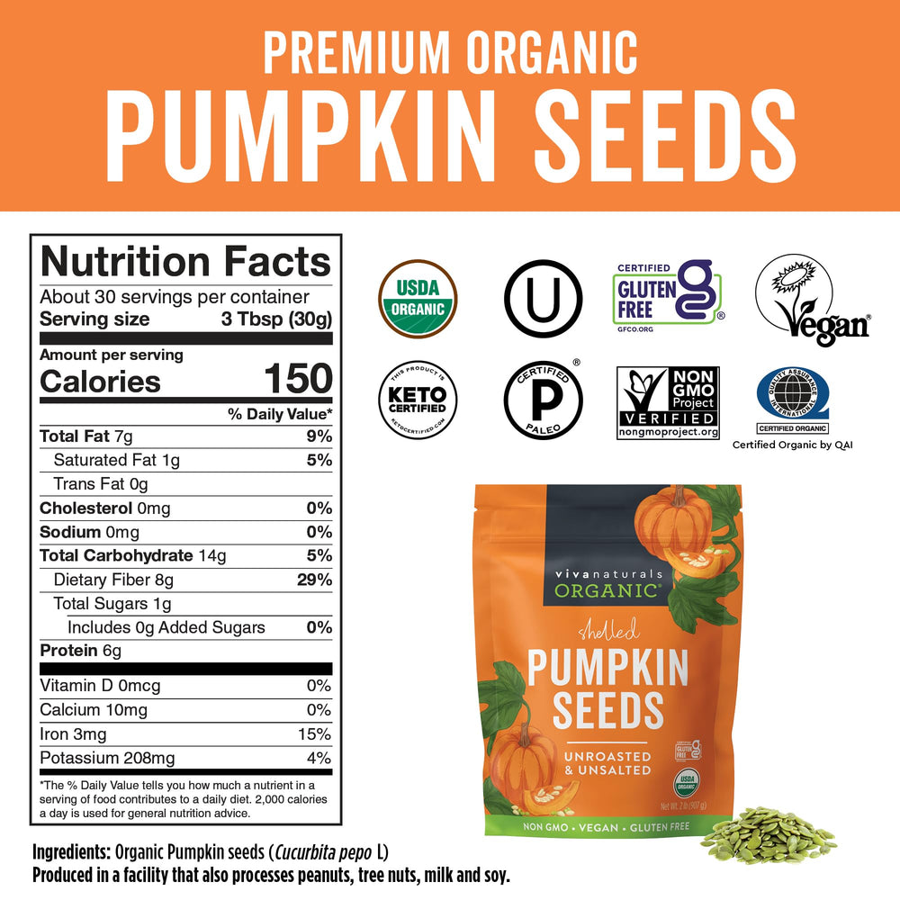 Viva Naturals pumpkin seeds in bowl — crunchy, protein-rich plant-based snack