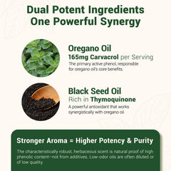 Vivcmin oregano oil softgels label close-up highlighting purity and product details