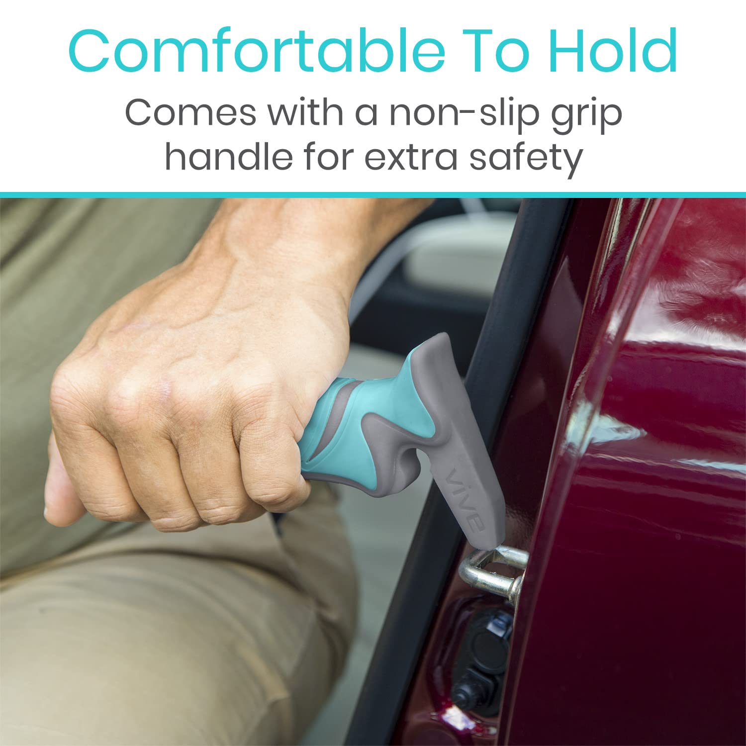 Vive Car Handle Durable Composite Design resists scratches and wear.