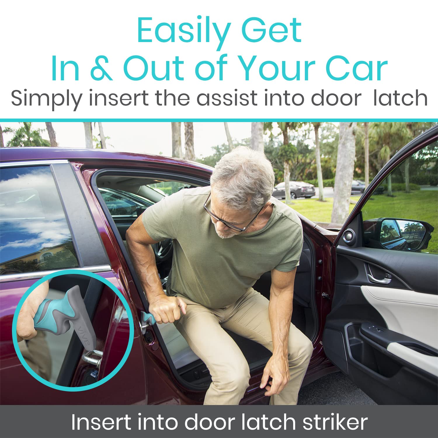 Vive Car Handle Glove Box Storage keeps the handle ready but out of sight.
