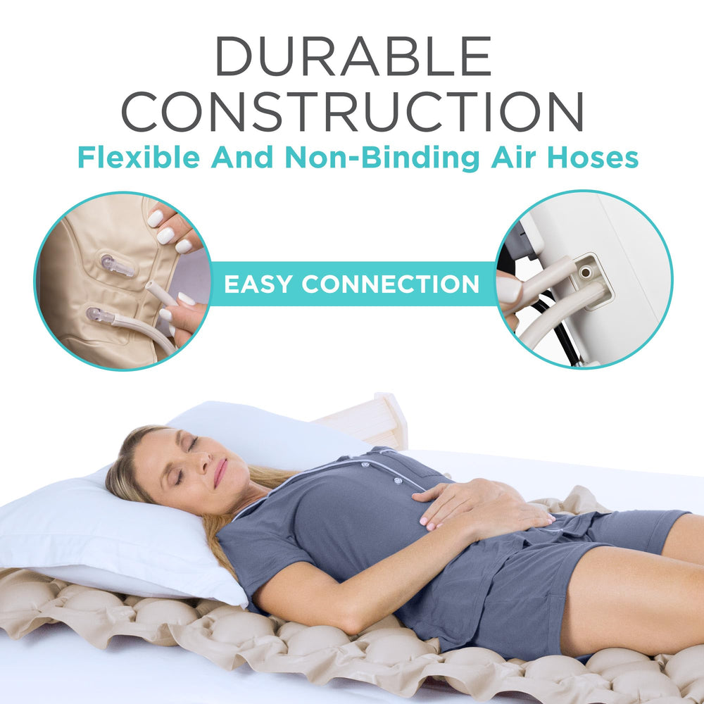 Vive bed pad in use by patient illustrating comfort and potential relief