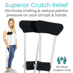 Vive foam cushion minimizes armpit and hand pressure during walks.
