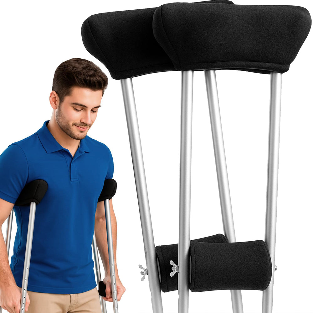 Vive underarm fleece pad delivers soft comfort for extended crutch use.