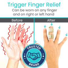Left hand wearing Vive Finger Splint showing universal finger support