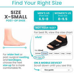 Vive post op shoe square toe design protects toes and accommodates bandages.