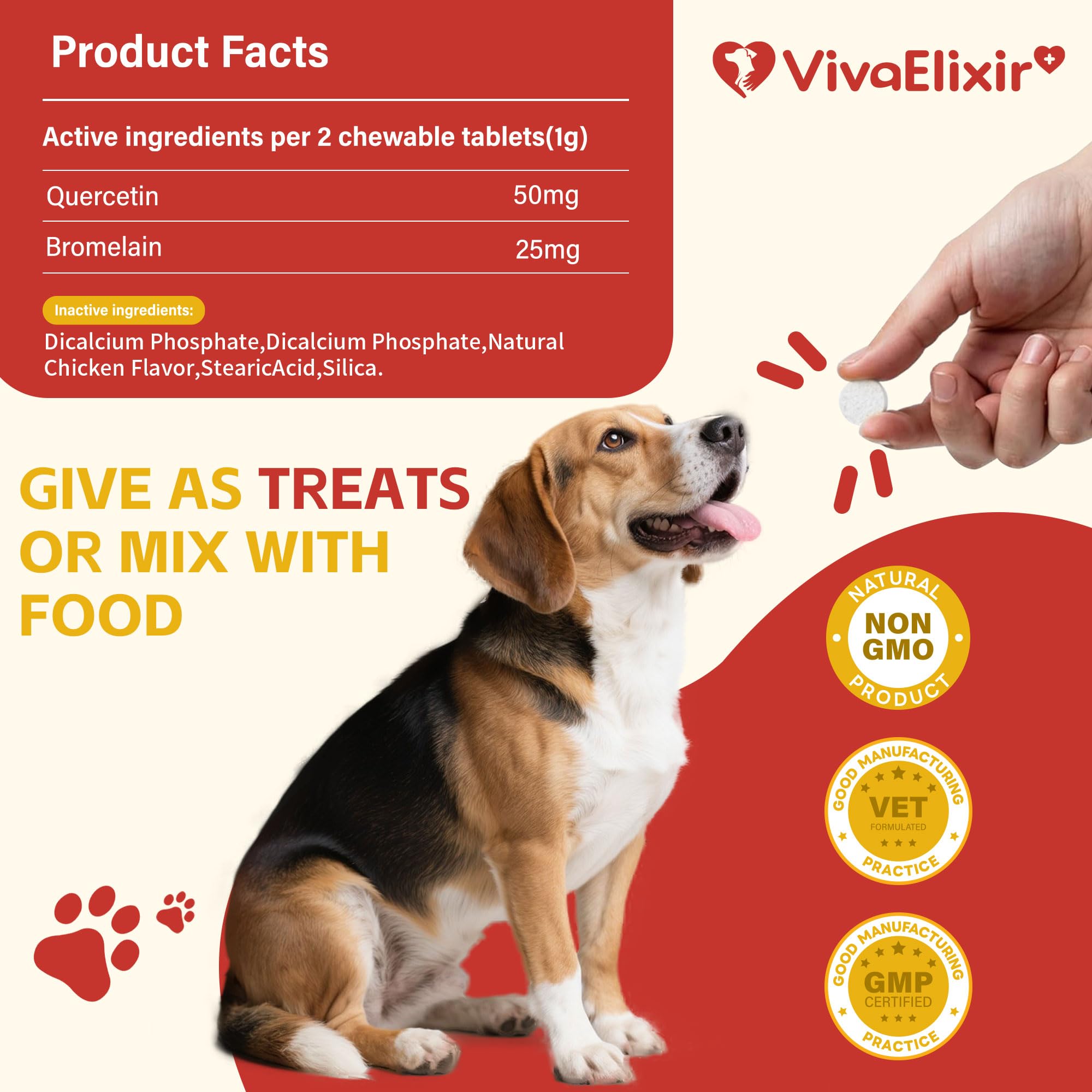 VivaElixir tablets with a measuring spoon to show precise veterinary dosing.