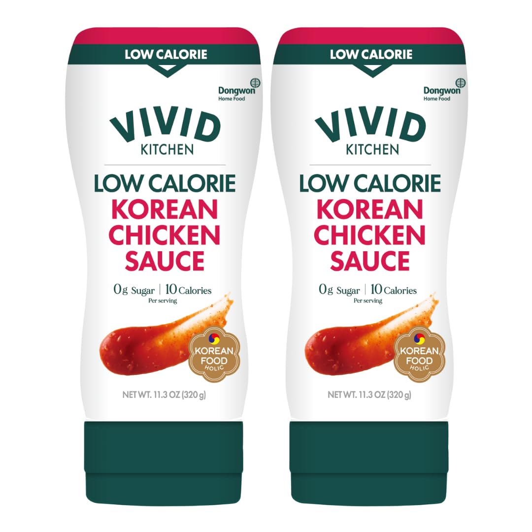 VIVID KITCHEN Korean Chicken Sauce bottle closeup for easy marinades.