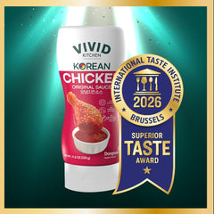 VIVID KITCHEN Korean Chicken Sauce glaze closeup highlighting sweet and savory balance.