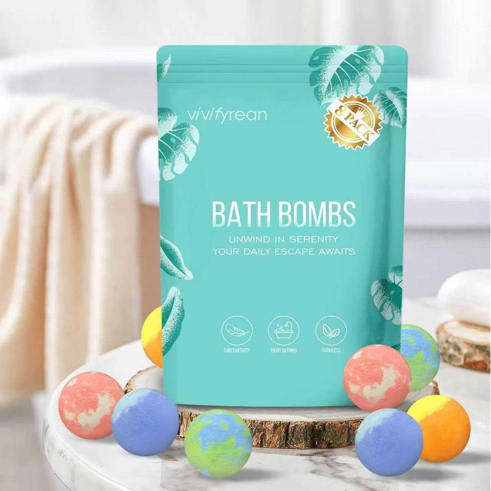 Vivifyrean eucalyptus mint bath bomb refreshes the senses for an invigorating bath.