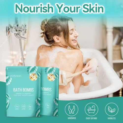 Vivifyrean vanilla musk bath bomb offers calming fragrance for a relaxing night bath.