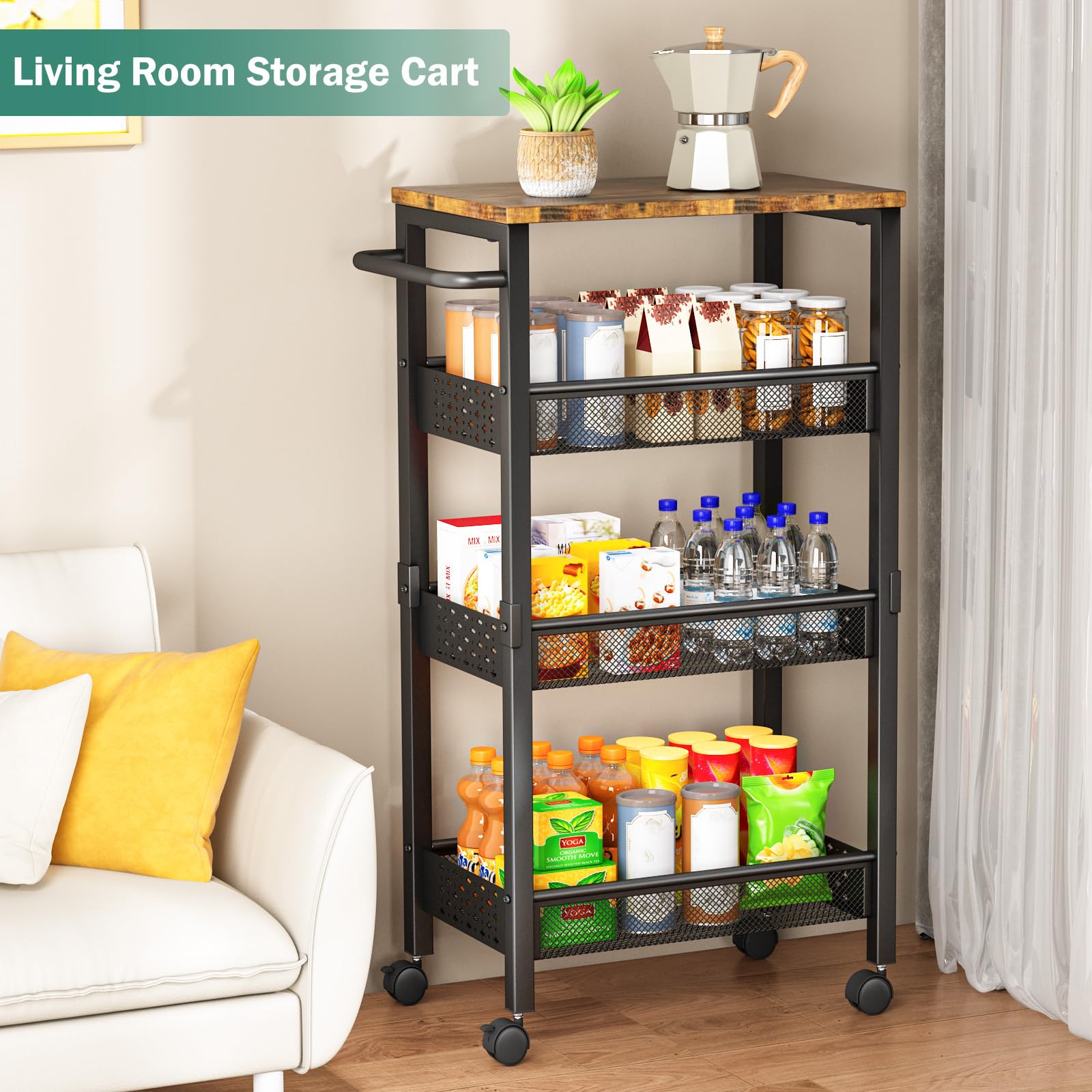 Vivihomety 360-degree swivel casters roll smoothly in tight areas.