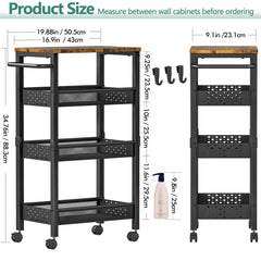 Vivihomety 4-tier narrow cart fits tight spaces beside appliances for extra organization.