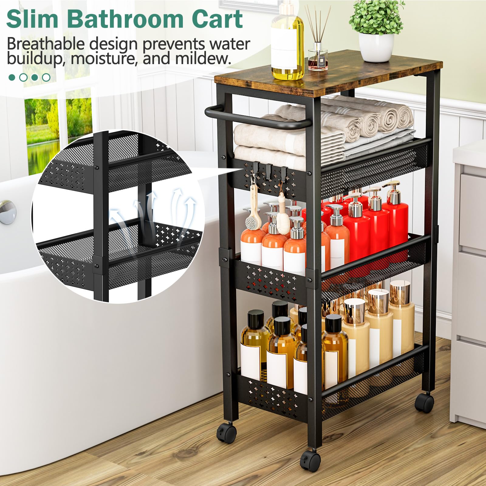 Vivihomety kitchen storage keeps spices and oils within easy reach.