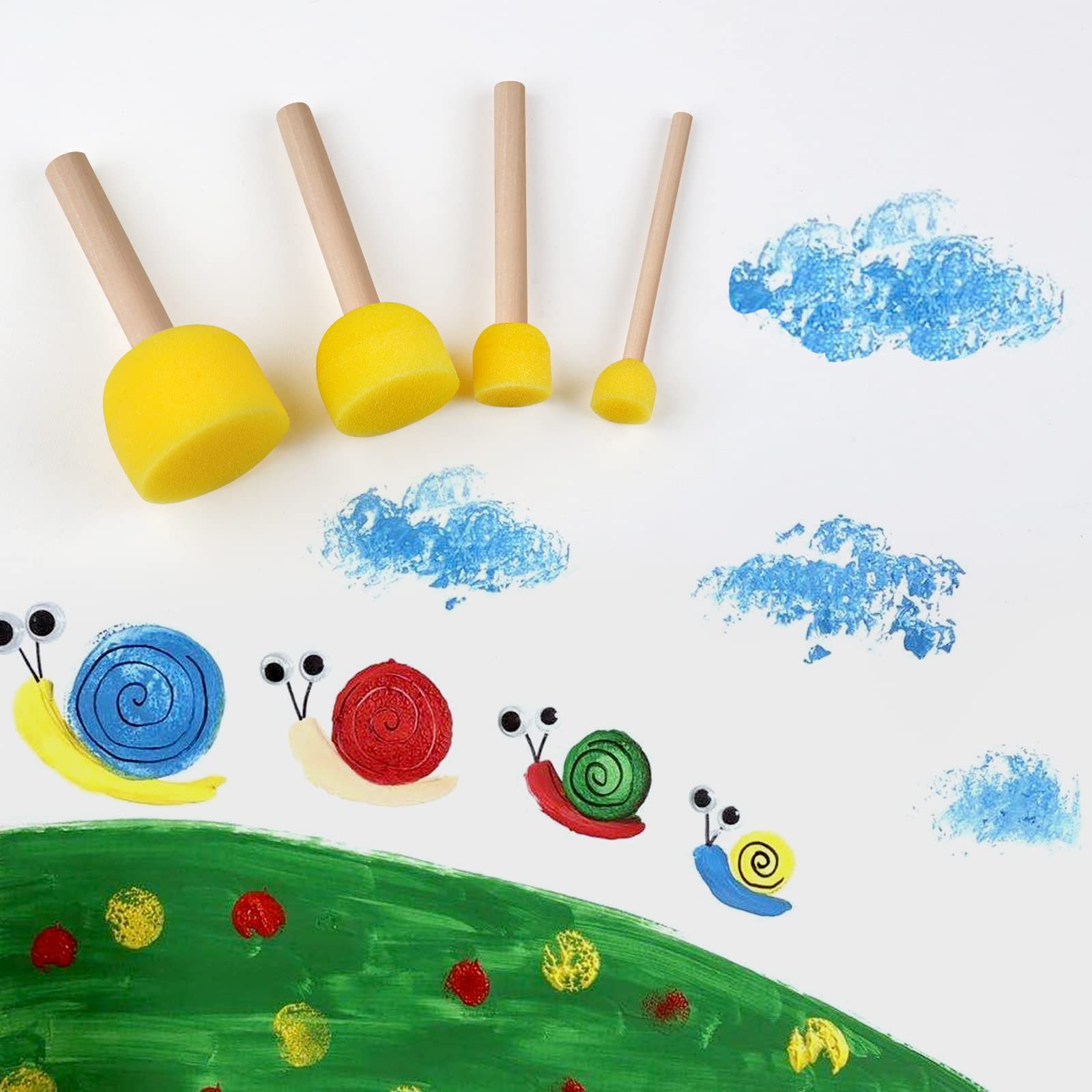 Vivinin round sponge brushes for kids' crafts and home decor projects.