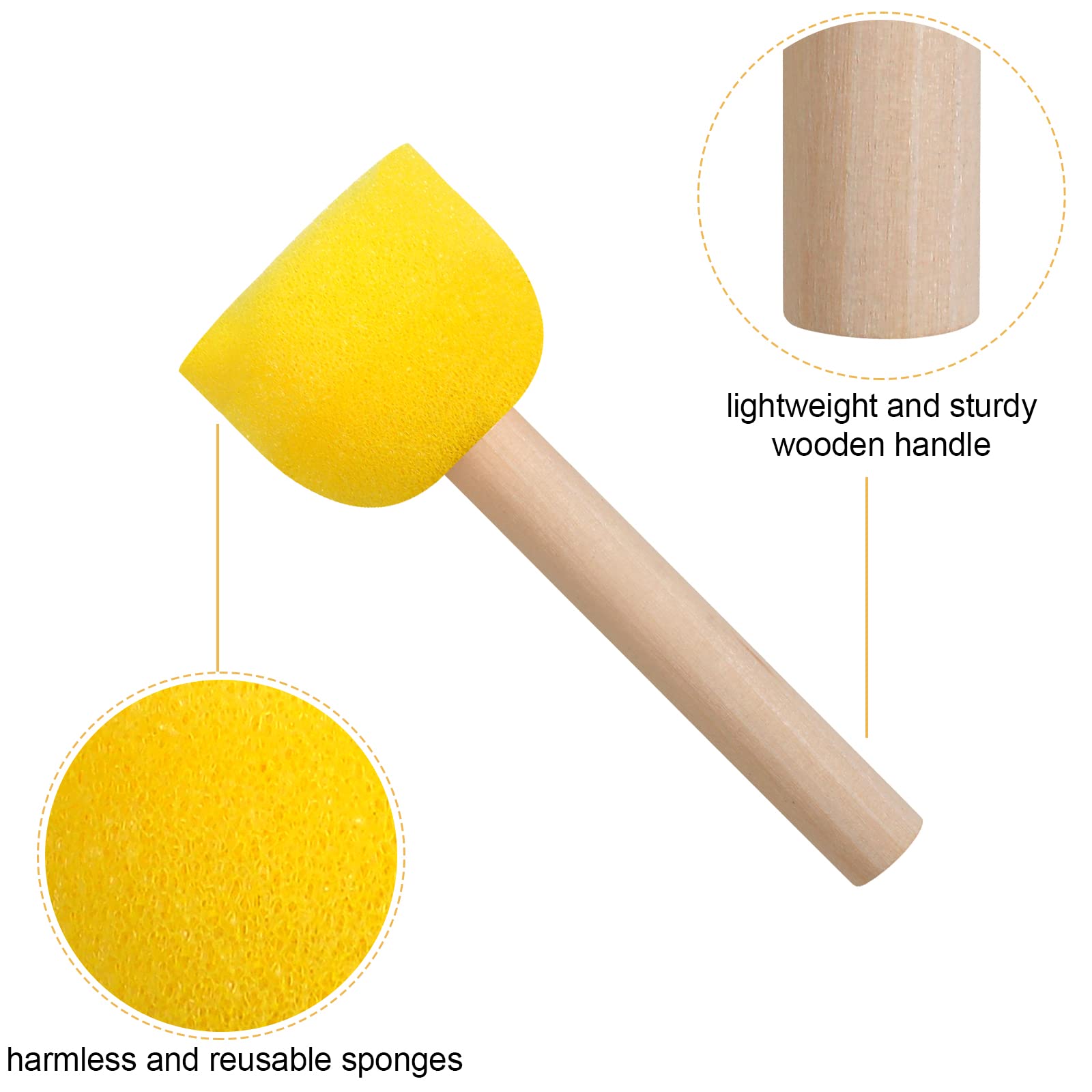 Vivinin round sponge brush 1.5-inch for smooth broad strokes in acrylic painting.