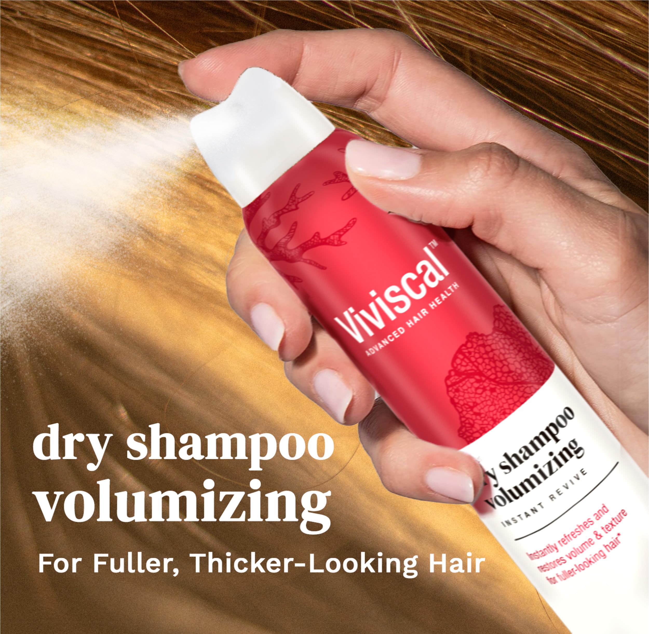 Viviscal dry shampoo spray application for quick reset between washes