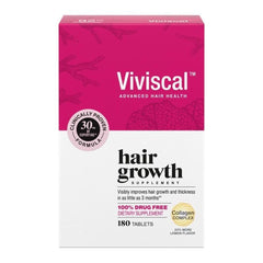 Viviscal hair growth tablets bottle on a clean surface, supporting fuller-looking hair.