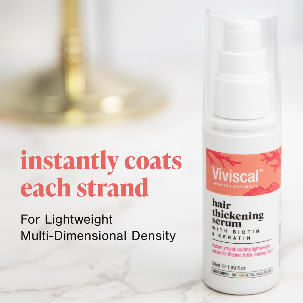 Viviscal texture swatch shows smooth, fast-absorbing serum for daily use