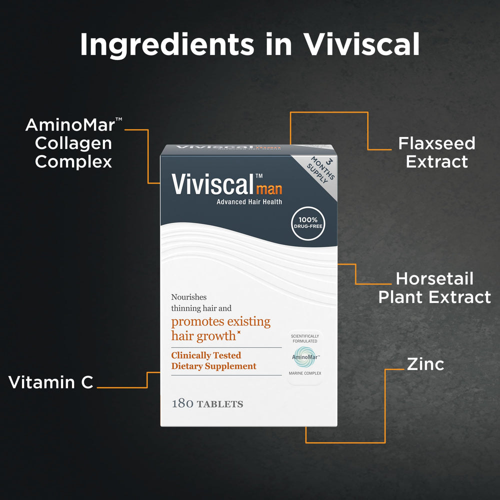 Close-up showing thicker-looking hair from within using Viviscal Man.