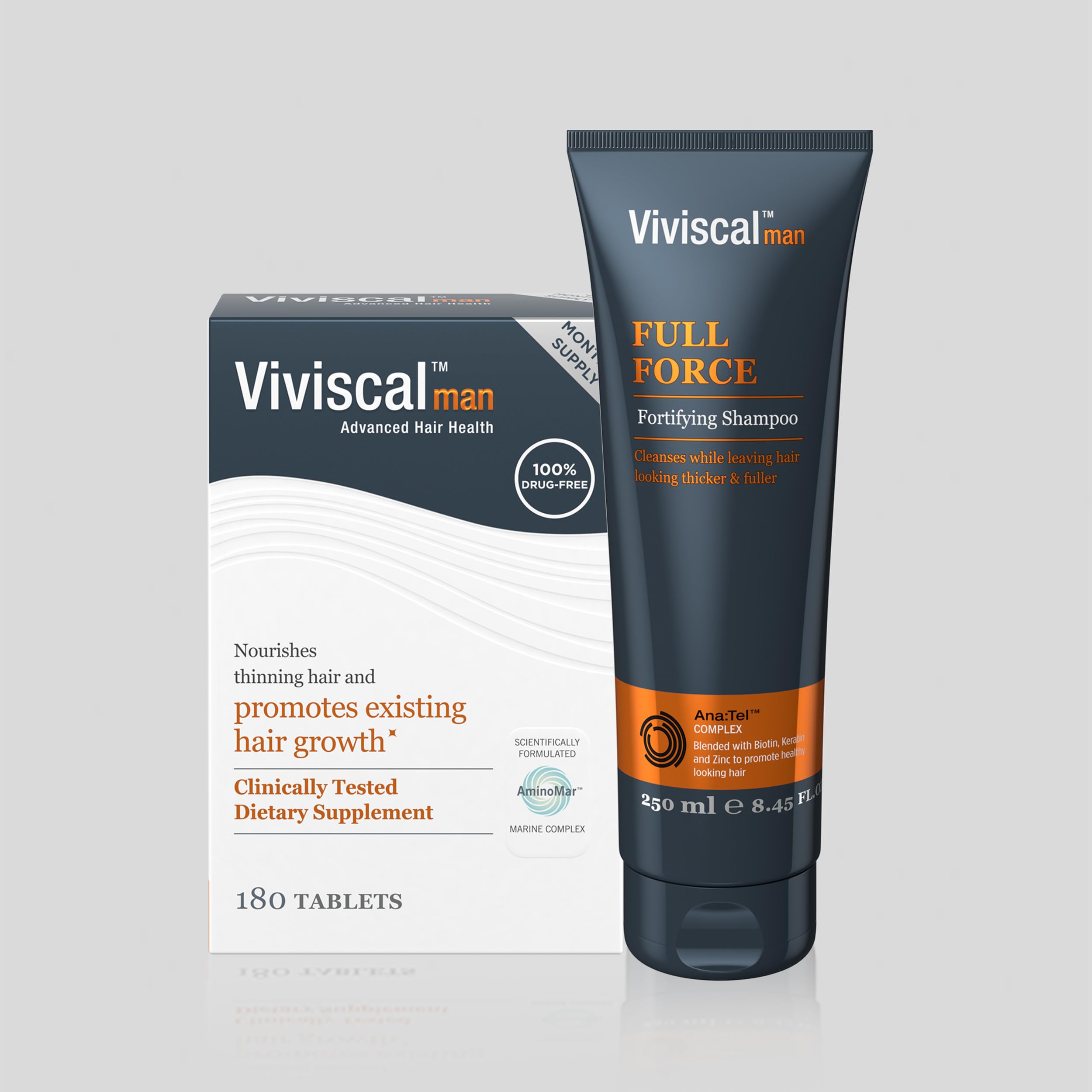 AminoMar collagen complex and vitamins in Viviscal Man formula.