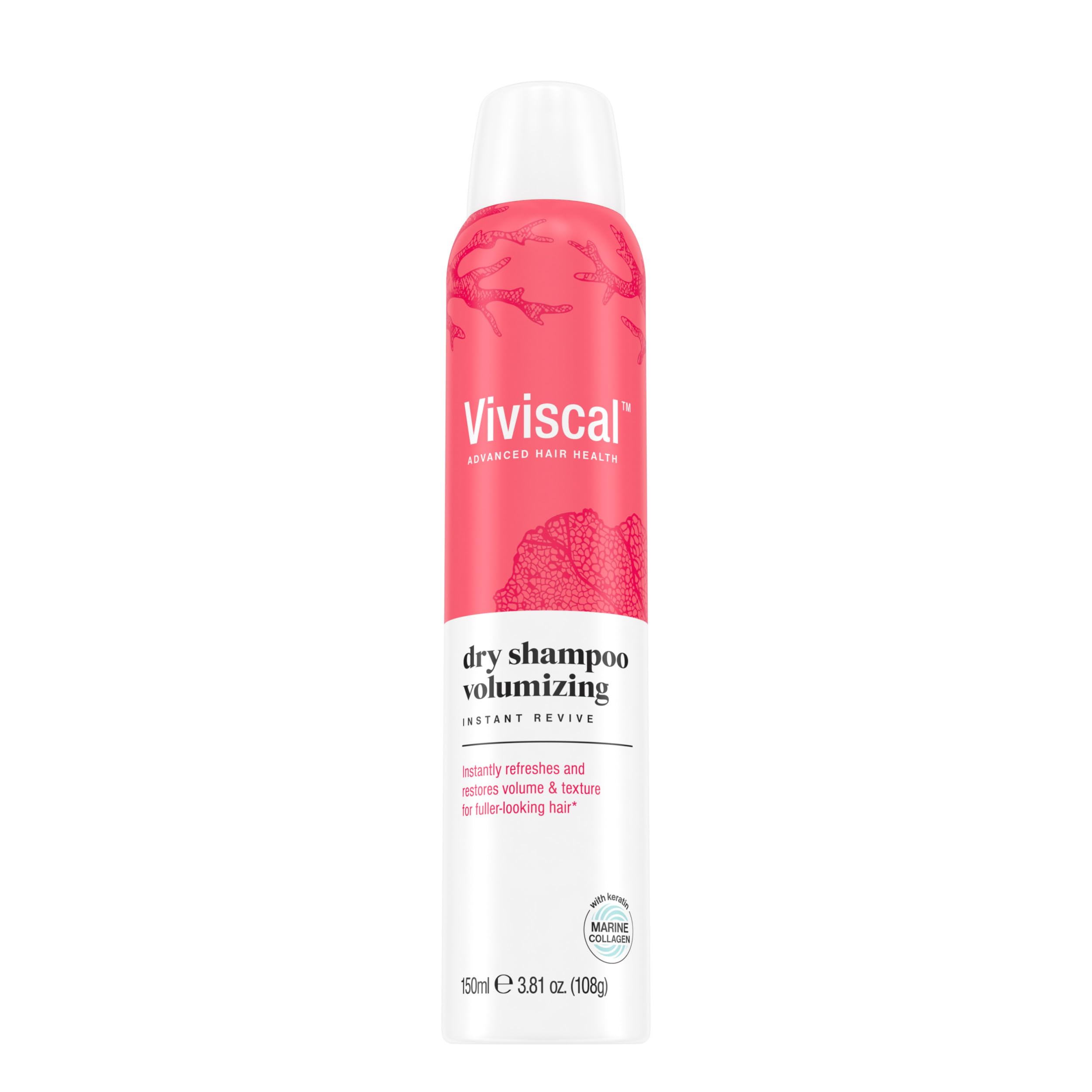 Viviscal volumizing dry shampoo bottle boosts volume and freshness
