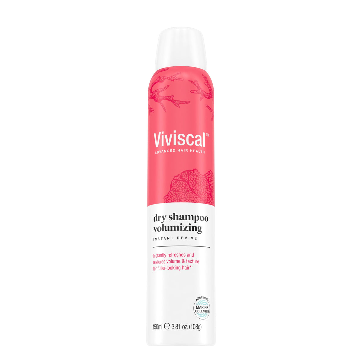 Viviscal volumizing dry shampoo bottle boosts volume and freshness