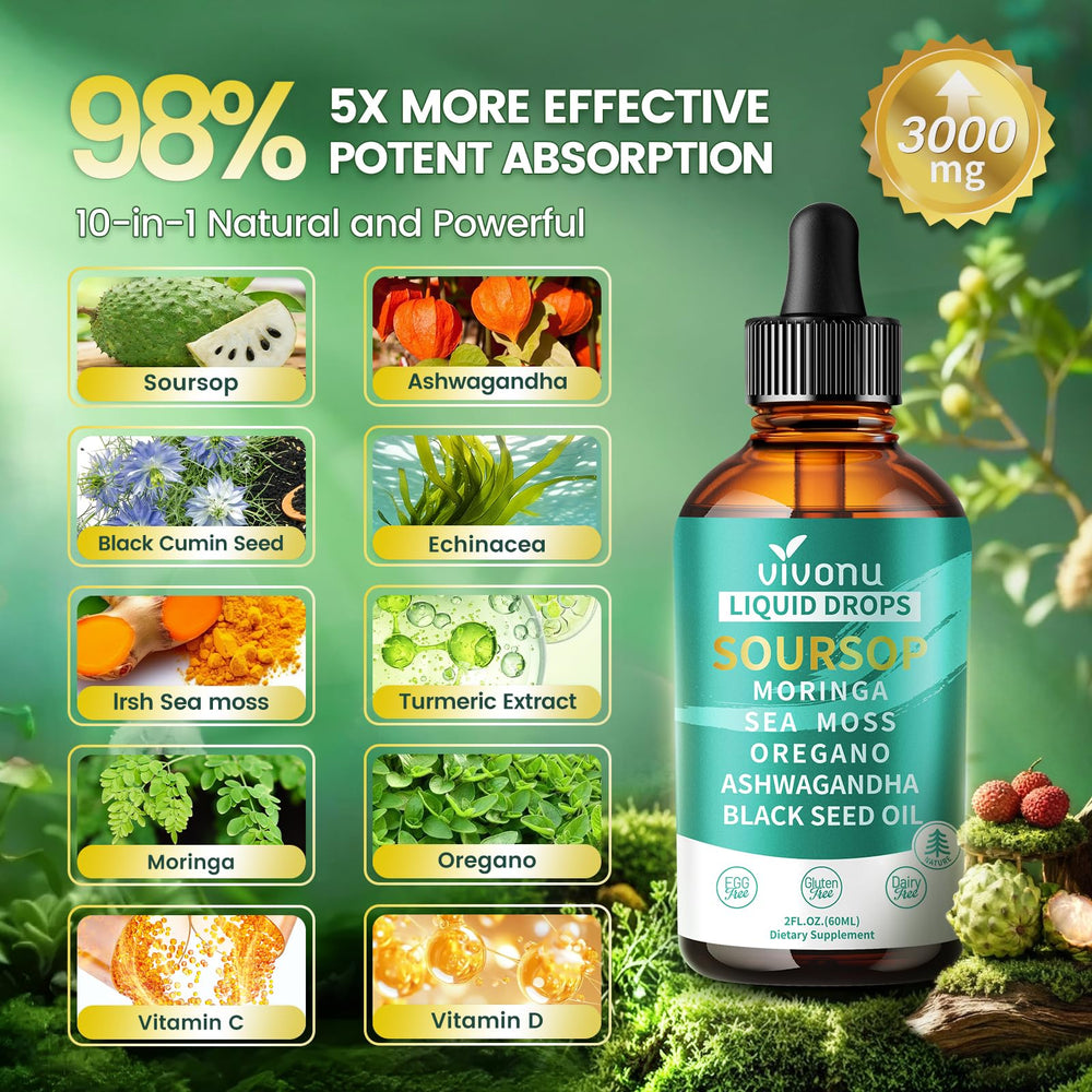 VivoNu ashwagandha moringa sea moss blend label highlights herbal synergy