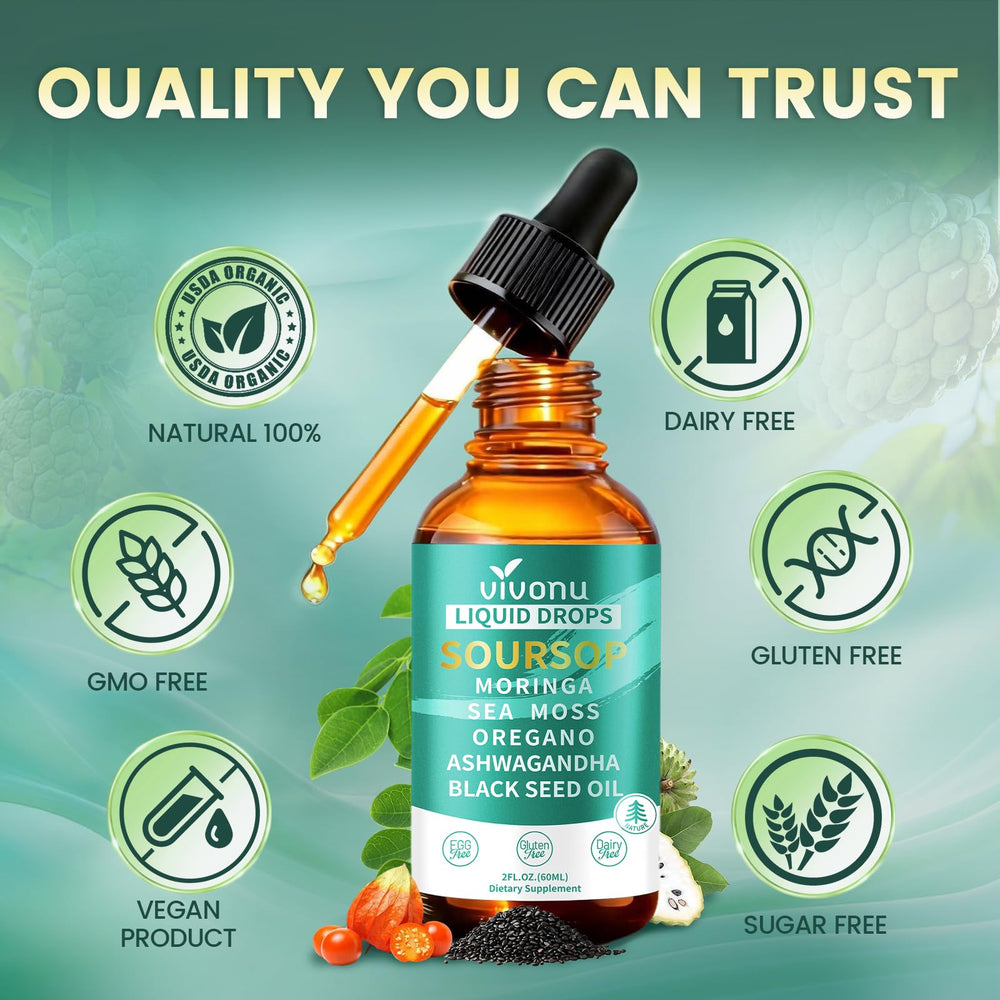 Liquid drops providing easy daily use for energy and stress support