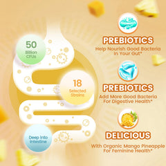 VivoNu Feminine Balance Gummies ingredients label highlighting probiotic blend for daily balance.
