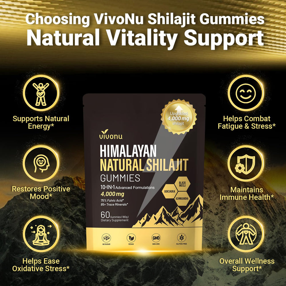 VivoNu Pure Himalayan Shilajit Gummies daily-use shot demonstrates easy routine fit.
