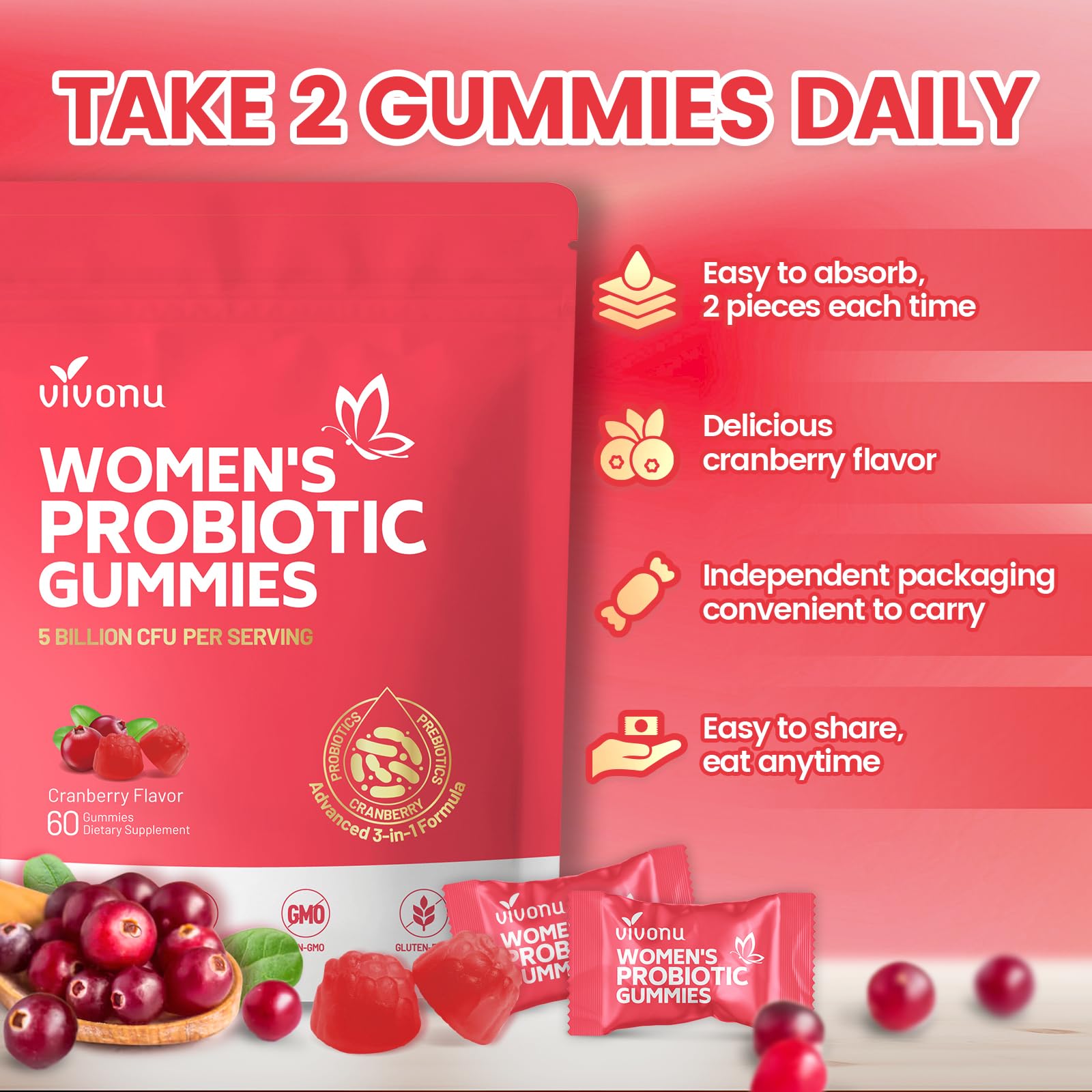 Lifestyle shot suggesting on-the-go use with VivoNu gummies.