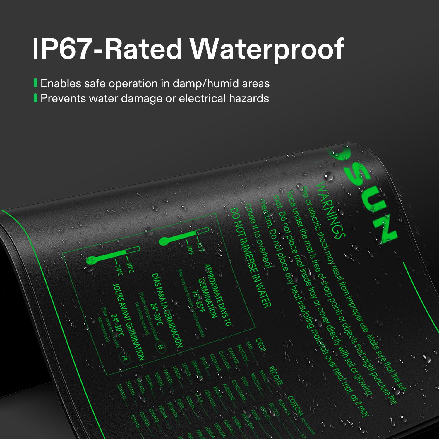 VIVOSUN IP67 waterproof heat mat surface easy to clean
