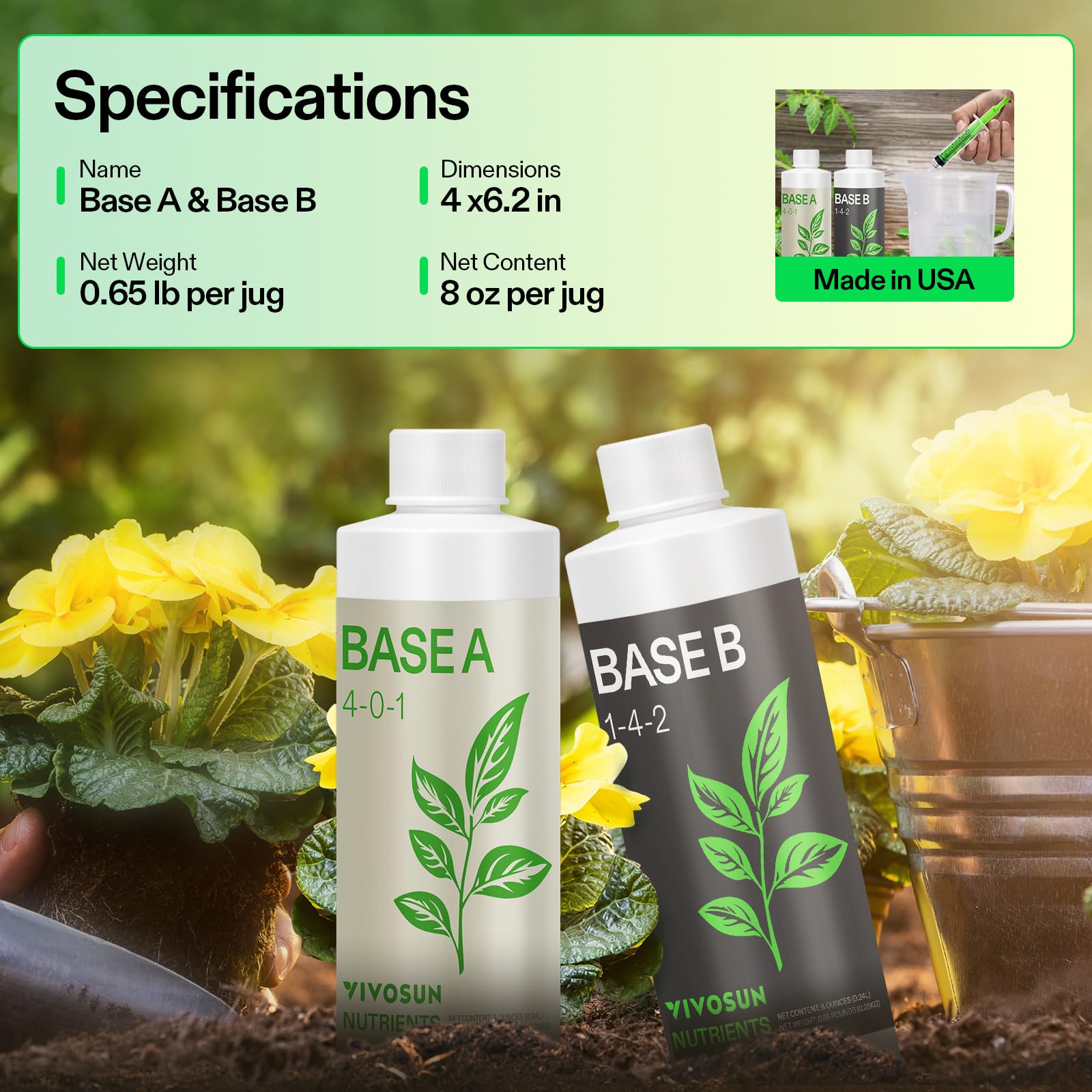 Media compatibility with VIVOSUN base nutrients across soil, hydro, and coco.