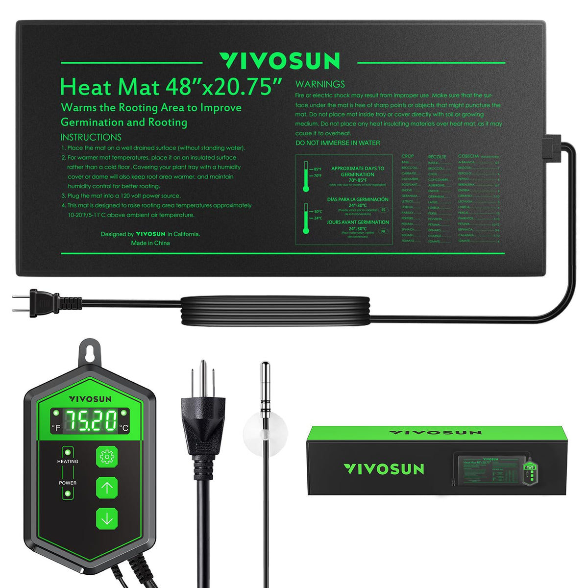 VIVOSUN seedling heat mat setup angle for germination warmth