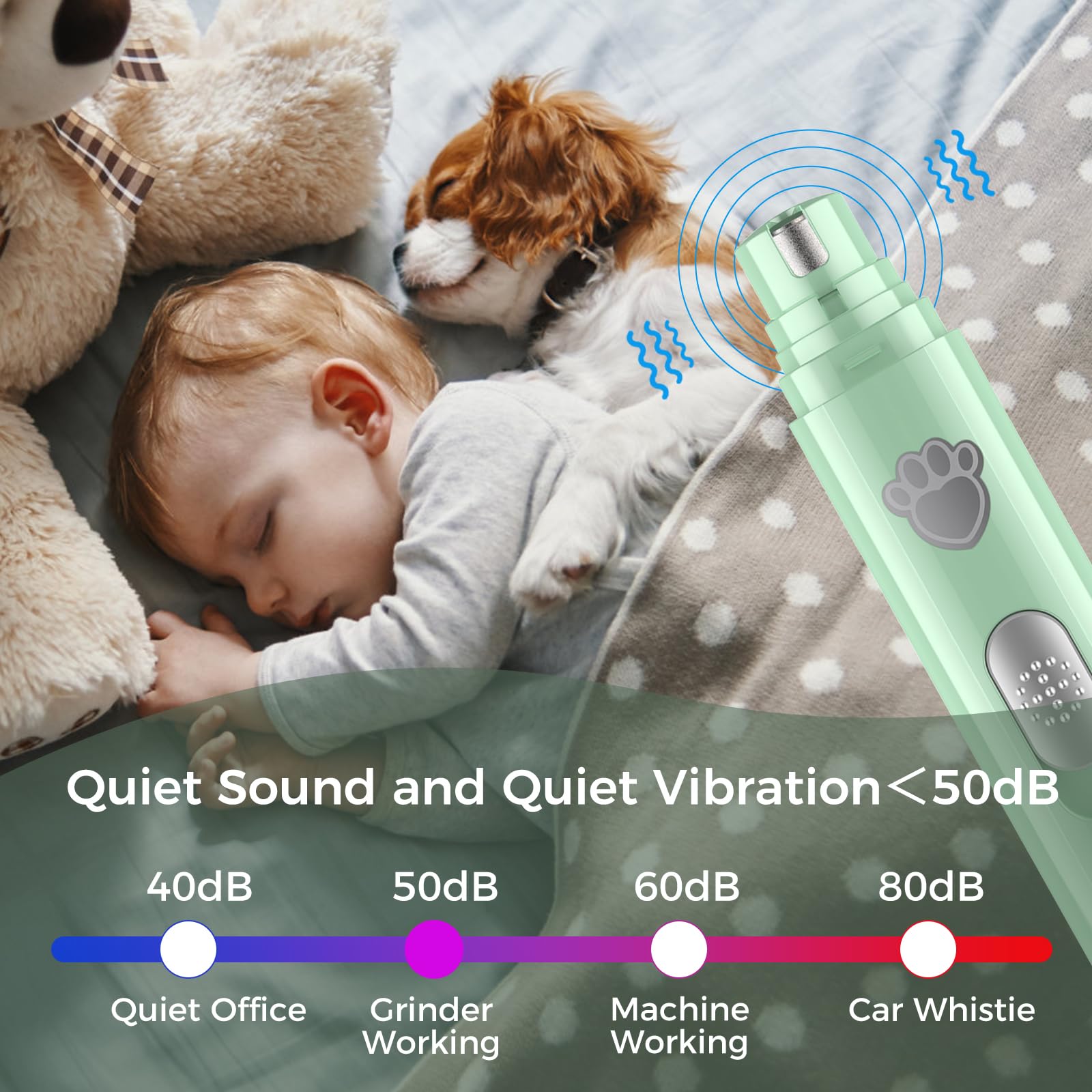 VIWIK dog nail grinder’s ergonomic design fits comfortably in hand.