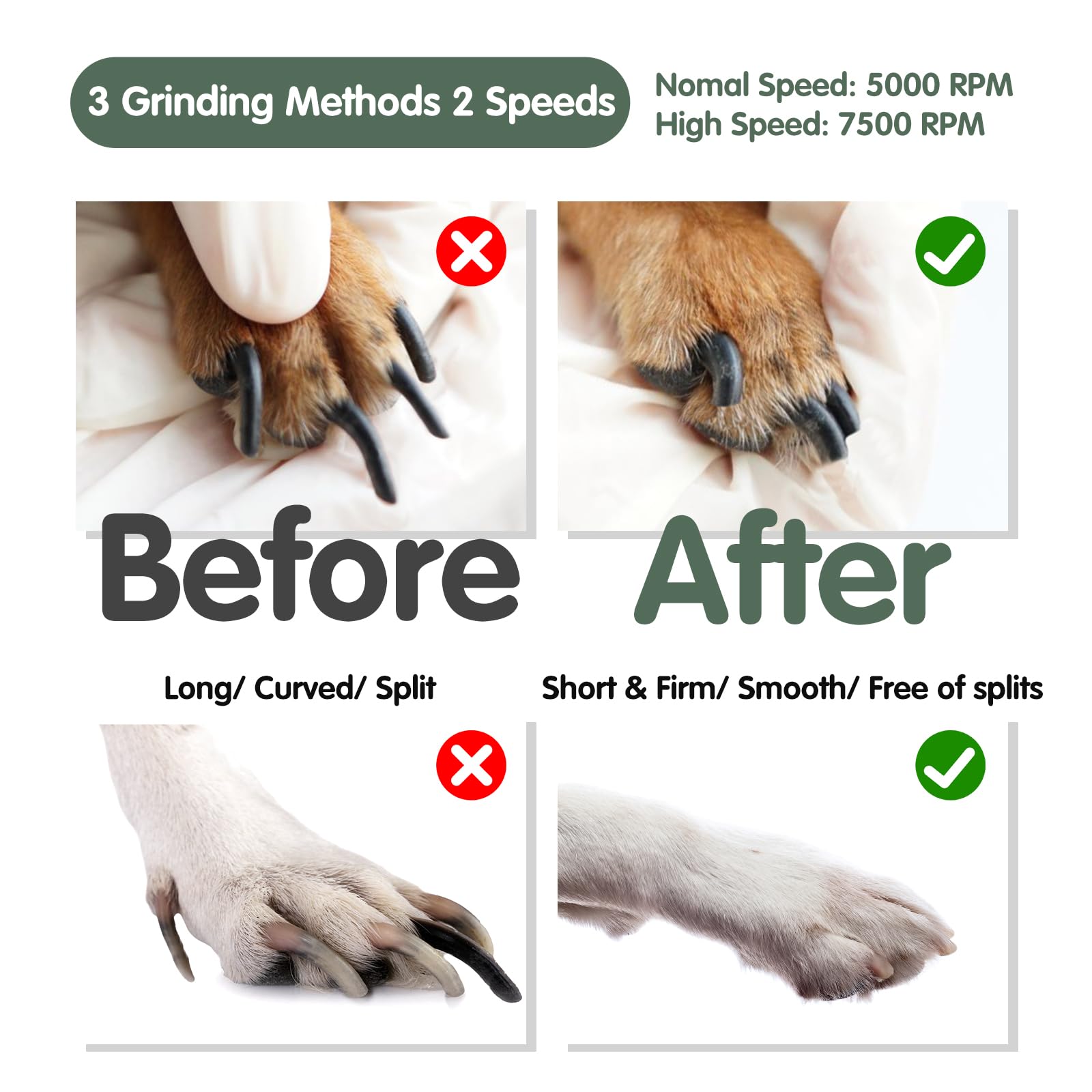 VIWIK dog nail grinder is rechargeable via USB for cordless convenience.