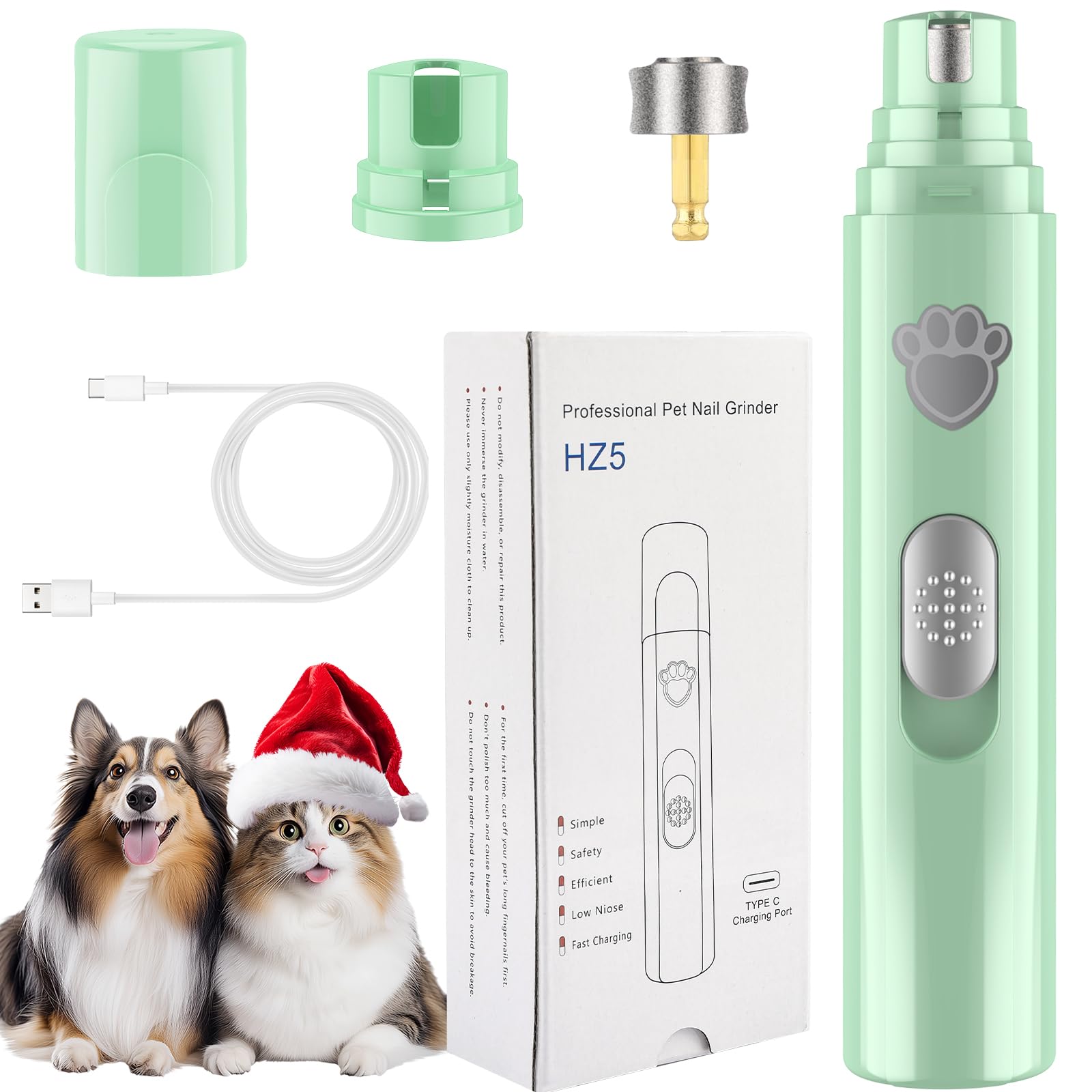 VIWIK dog nail grinder shows three ports for small to large dogs, enabling precise trimming.