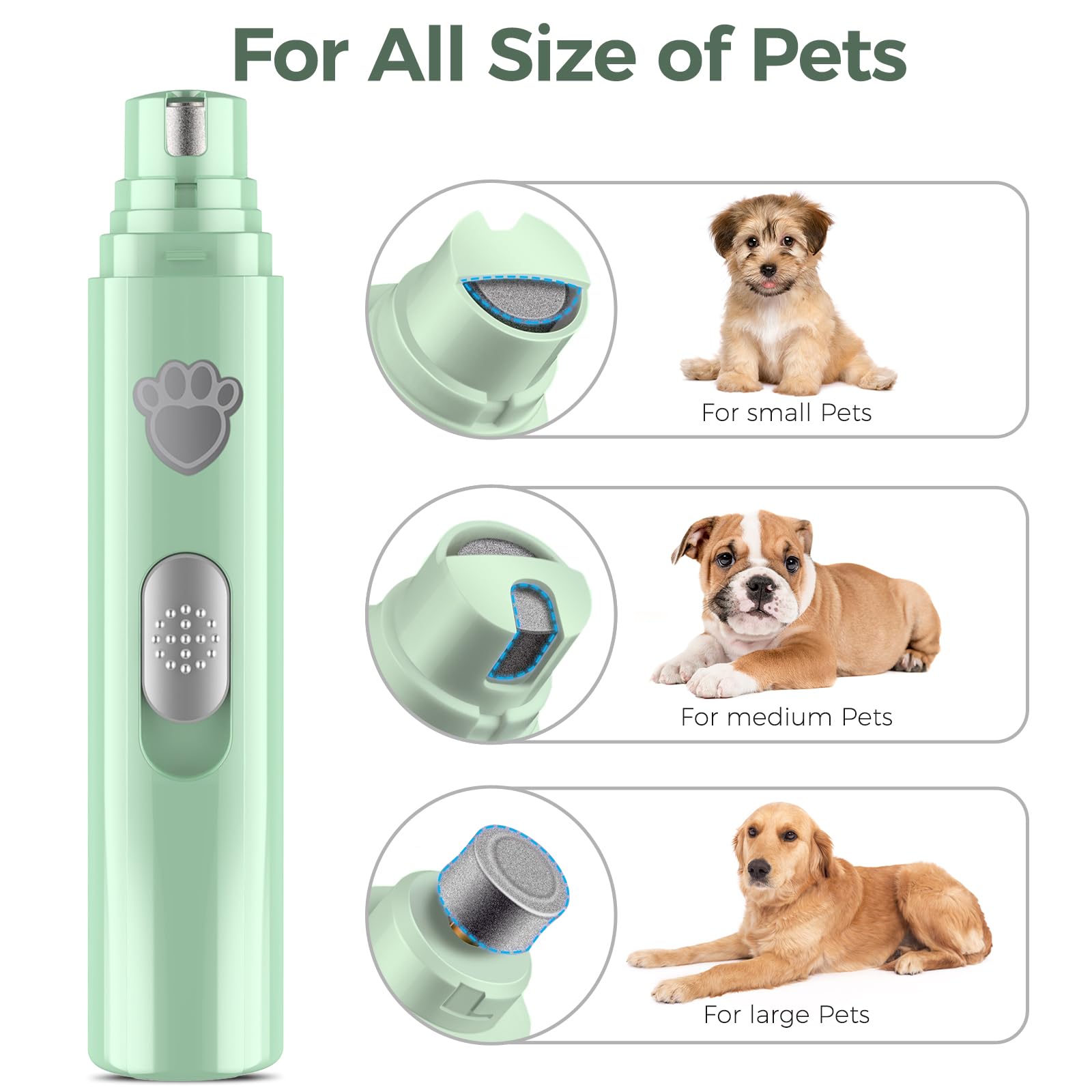 VIWIK dog nail grinder with two speeds for gentle to firm nail shaping.