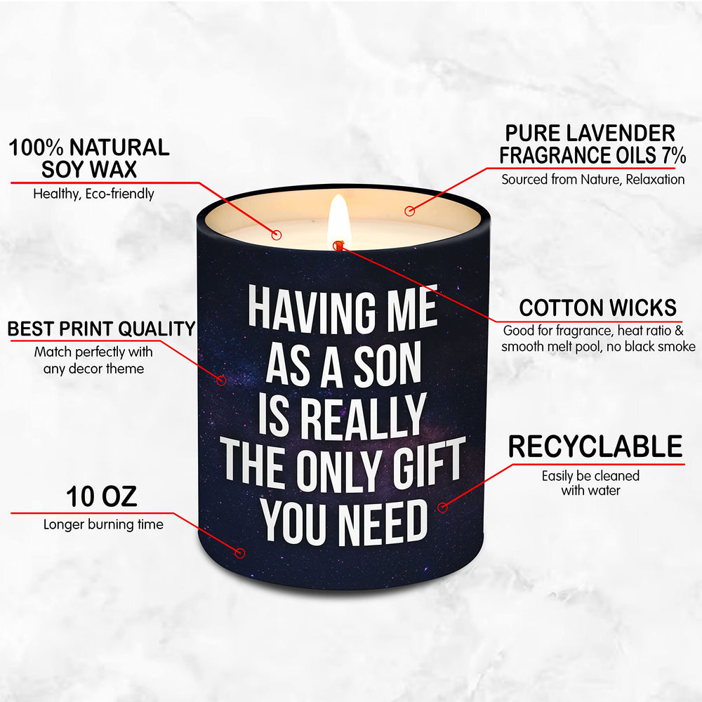 VIWIX Mother's Day candle with humorous quote captures lighthearted appreciation for mom.
